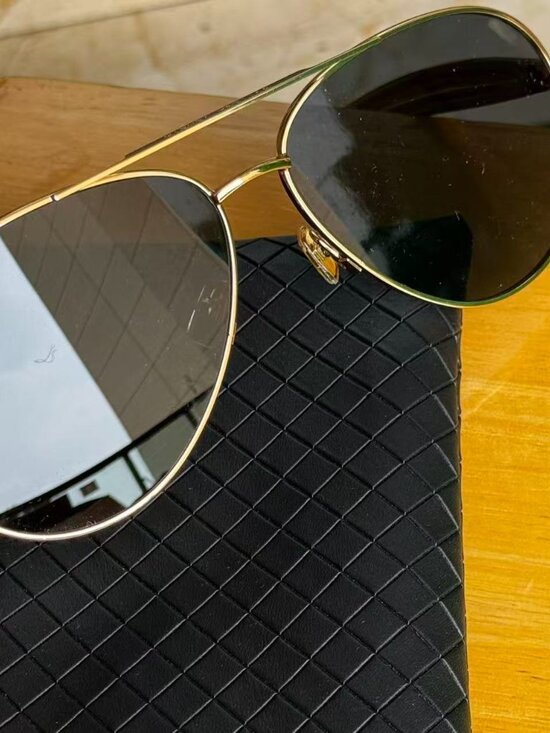 Bottega Veneta Gold Classic Aviator Sunglasses main image 11